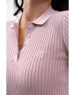 Harcour Aurore LS Ribbed Polo Women - Pivoine (Light pink)