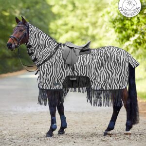 Fliegen-Ausreitdecke Zebra mit Fransen